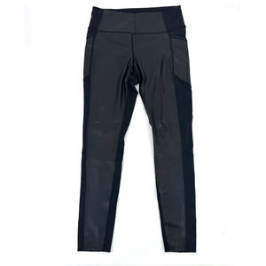 Athleta leggings size medium black faux leather front mid rise
